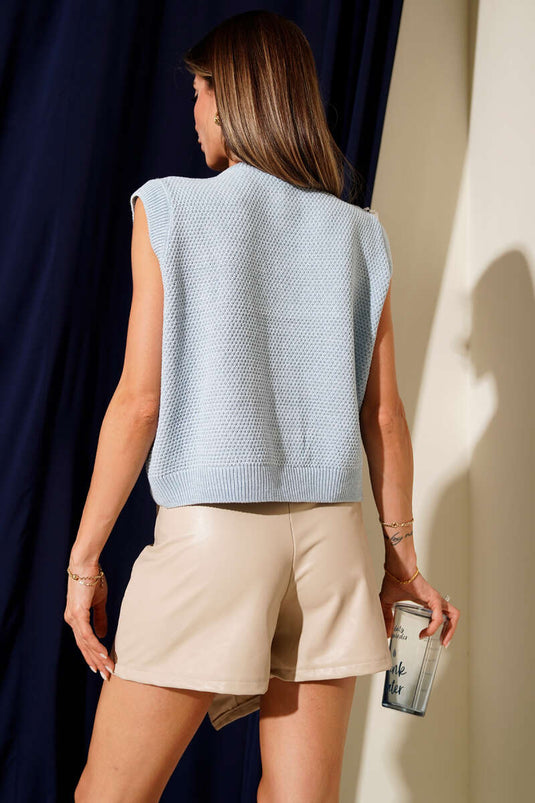 Button Detail Knitted Cardigan Blue