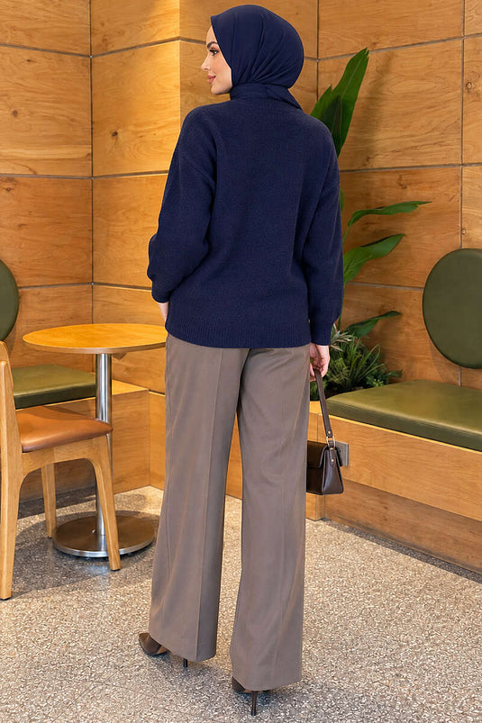 Cardigan Blu Navy Con Bottoni