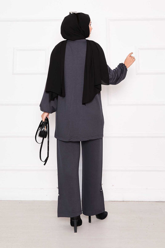 Button & Slit Detailed Oyso Suit Anthracite