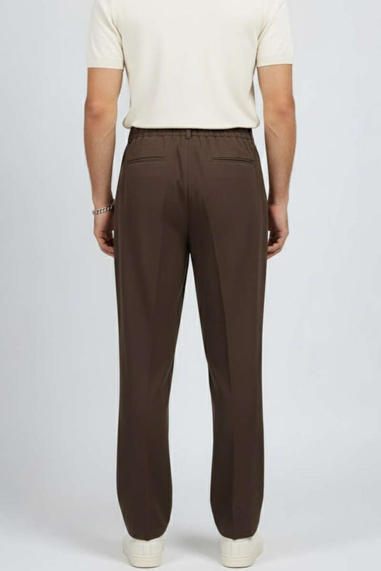 Pantalon ample à boutons pour homme, marron
