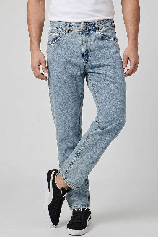 Pantalon Baggy Homme en Jean à Boutons Vert