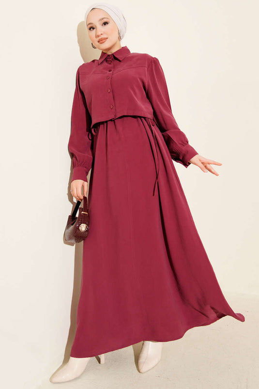 Buttoned Waist Tunnel Tencel Vest Set Dusty Rose