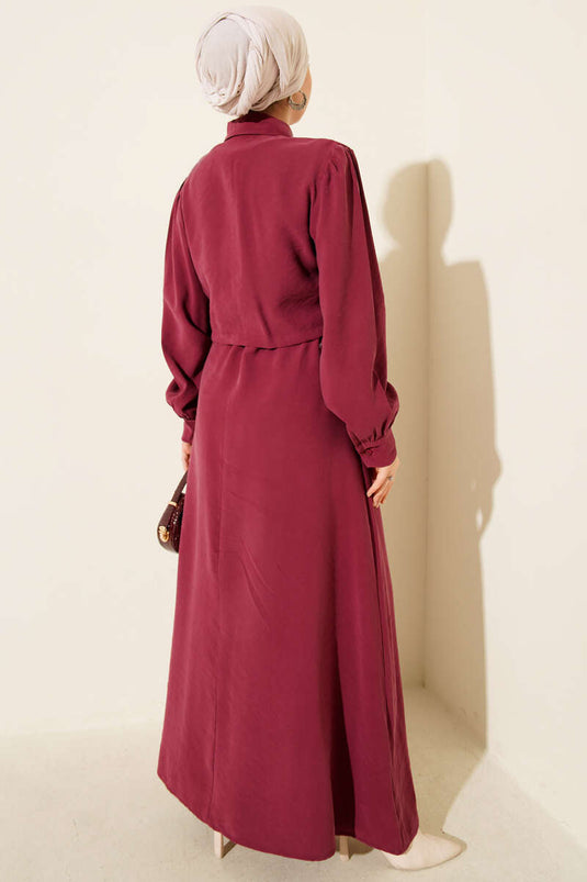 Buttoned Waist Tunnel Tencel Vest Set Dusty Rose