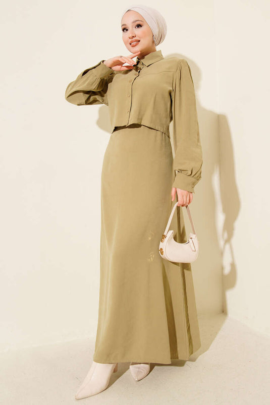 طقم صدرية Tencel نفقية بأزرار على الخصر Nefti