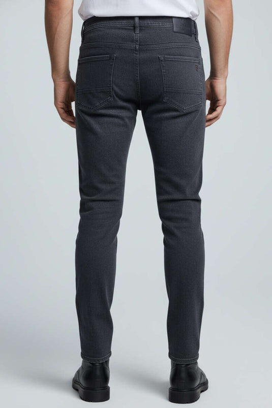 Pantalon en gabardine boutonnée pour homme, bleu marine