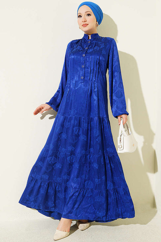 Robe En Soie Satinée À Boutons Bordeaux