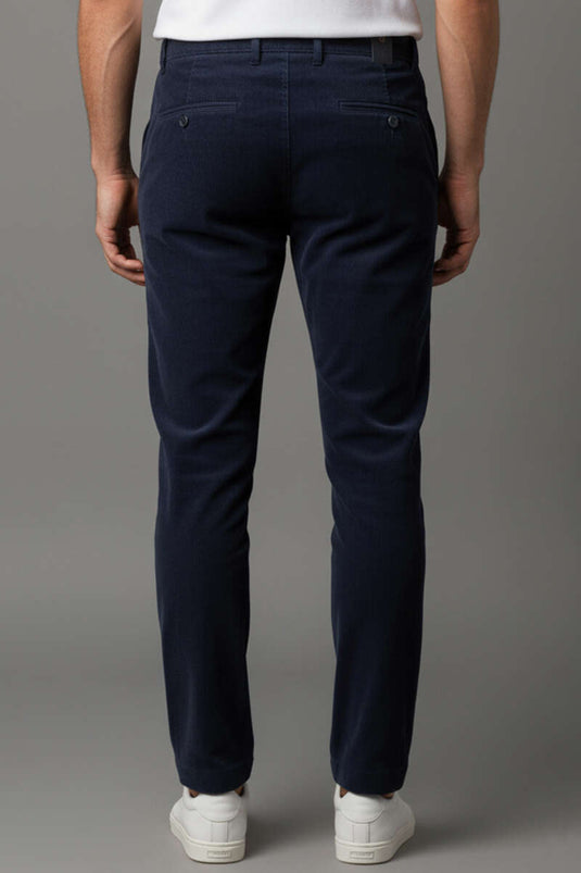 Pantalon homme en velours bleu marine à boutons