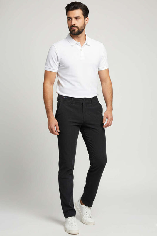 Pantalon homme en velours noir à boutons