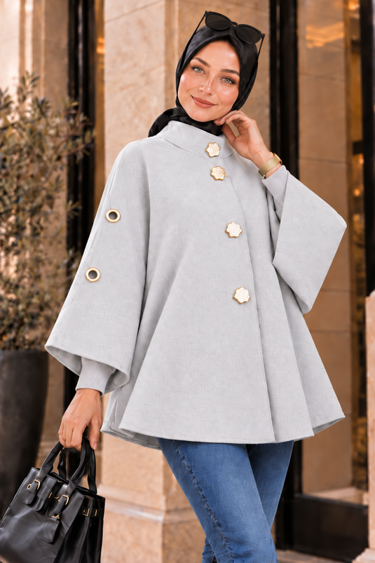Capón De Lana Con Botones En Gris