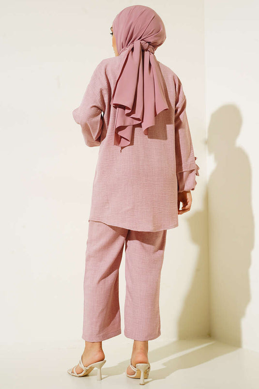 مسحوق البدلة المزدوجة من الكتان بأزرار