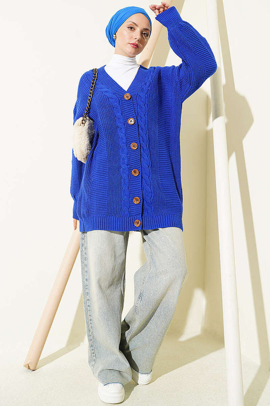Gestrickte Cardigan Mit Knöpfen Und Strukturdetails