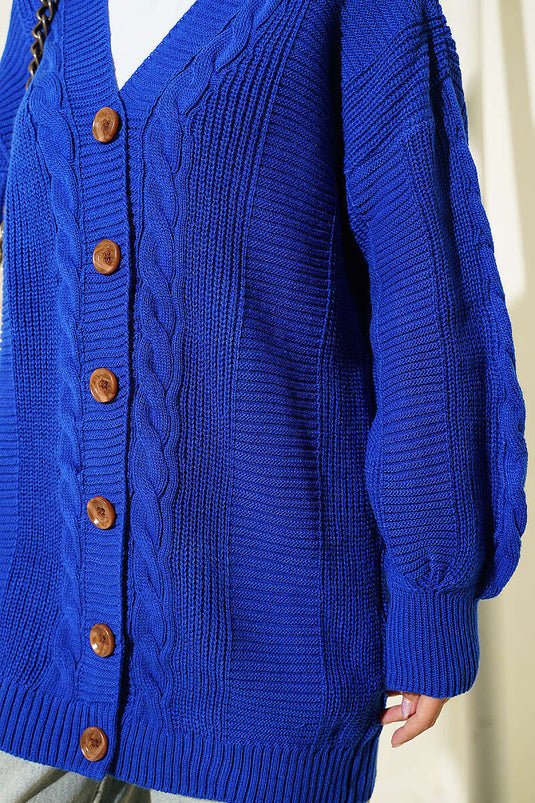 Gestrickte Cardigan Mit Knöpfen Und Strukturdetails