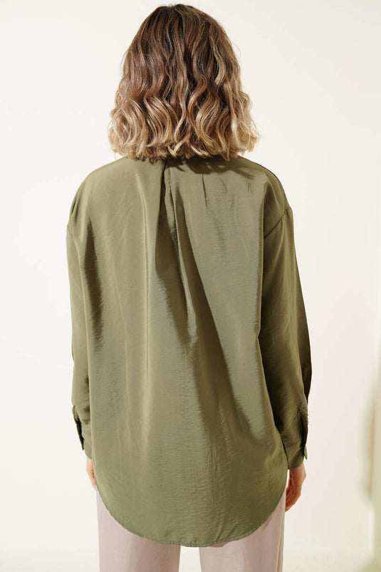 Buttoned Oversize Shirt Khaki