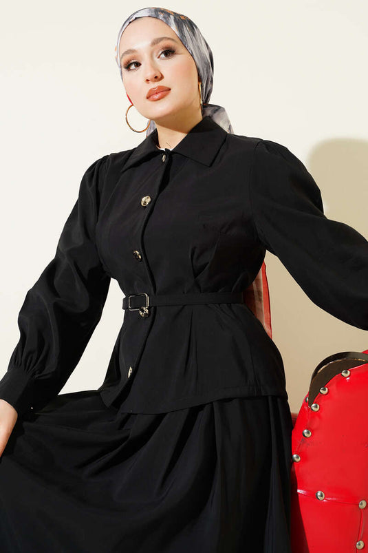 Ensemble jupe en modal avec détails à boutons noir