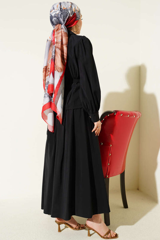 Ensemble jupe en modal avec détails à boutons noir