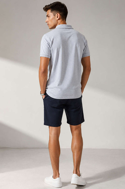 T-shirt homme bleu à col polo avec boutons