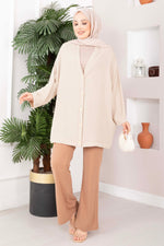 Kimono Aerobin Oversize À Boutons Beige