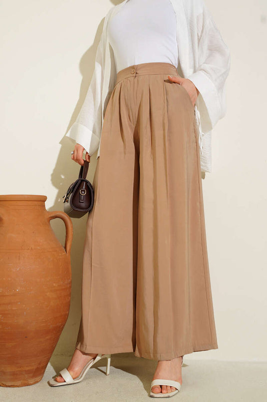 Pantalon décontracté boutonné Latte