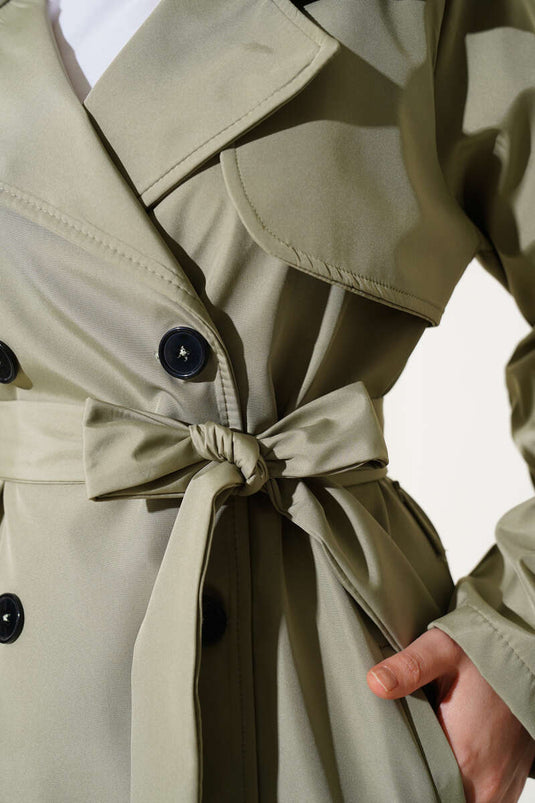 Buttoned Trench Coat Sage Green