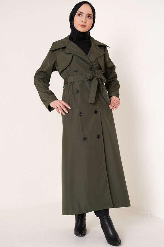 Geknöpfter Trenchcoat Khaki