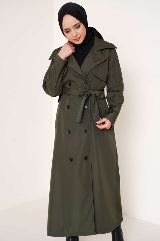 Geknöpfter Trenchcoat Khaki