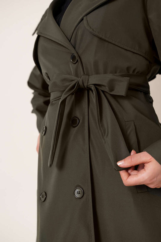 Buttoned Trench Coat Khaki