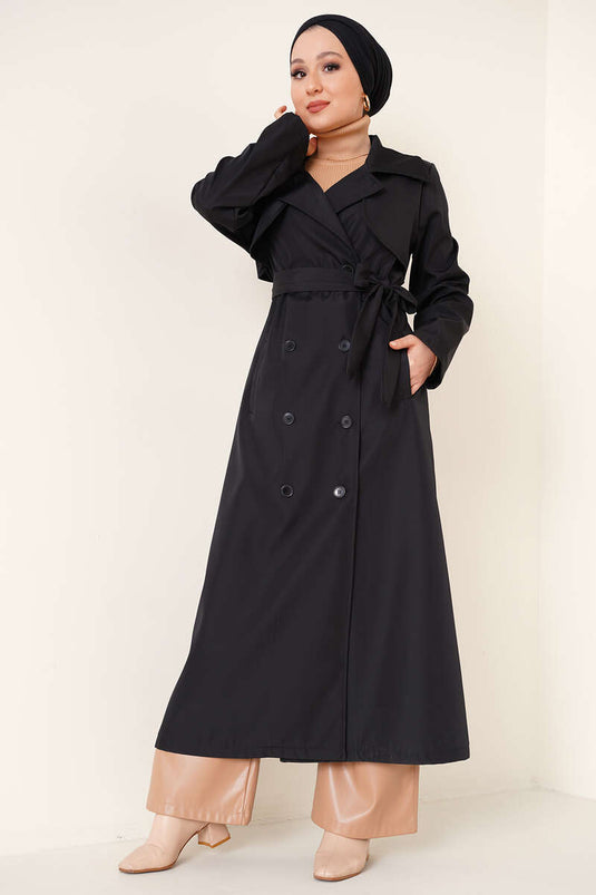 Trench Boutonné Noir