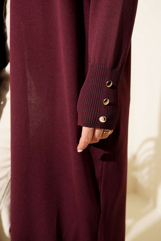 Gilet Long En Mercerisé À Boutons En Mauve