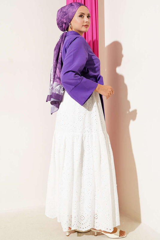 Chemise courte violette à boutons sur le côté