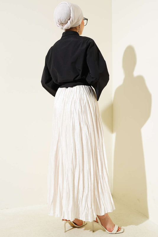 Kurzes Hemd mit seitlicher Knopfleiste in Schwarz