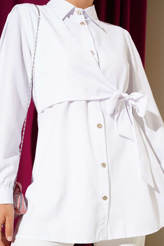 Hemd mit seitlicher Knopfleiste in Weiß