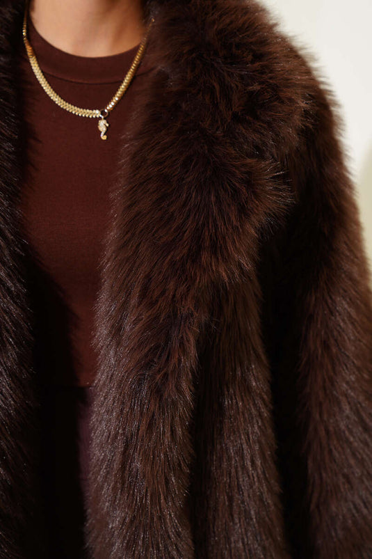 Knopflos Gefüttert Pelz Braun