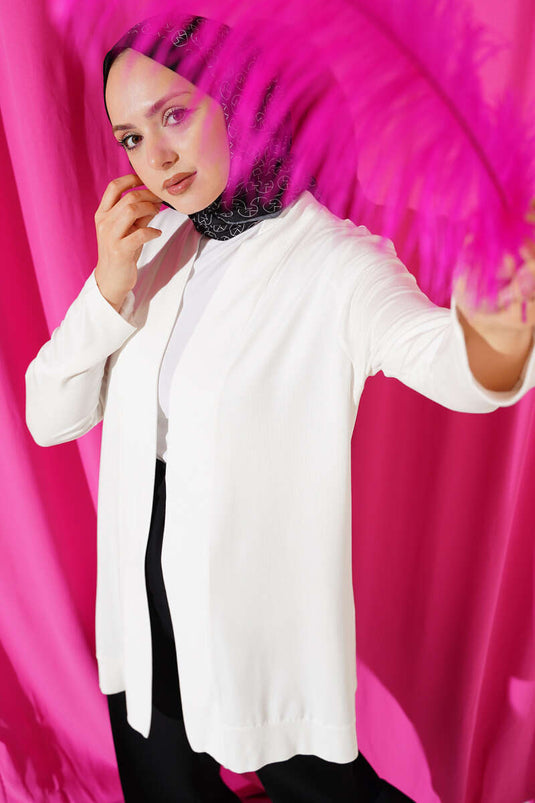 Cardigan ample sans boutons blanc