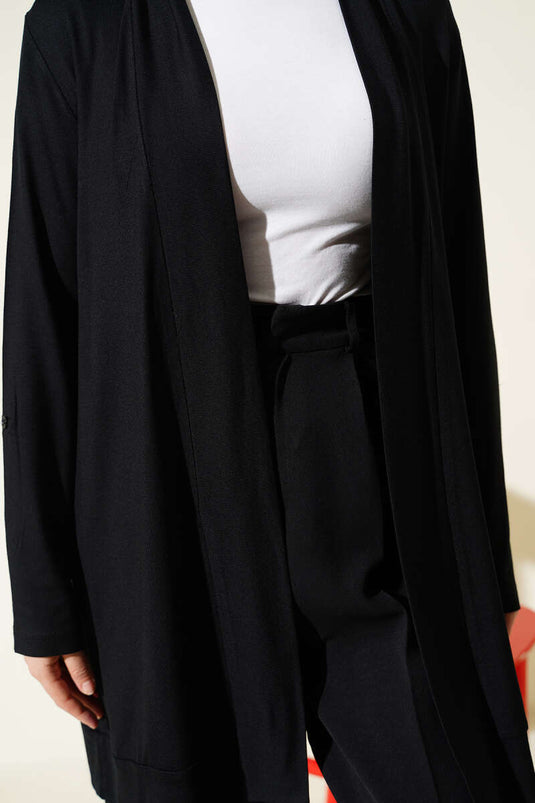 Buttonless Loose Cardigan Black