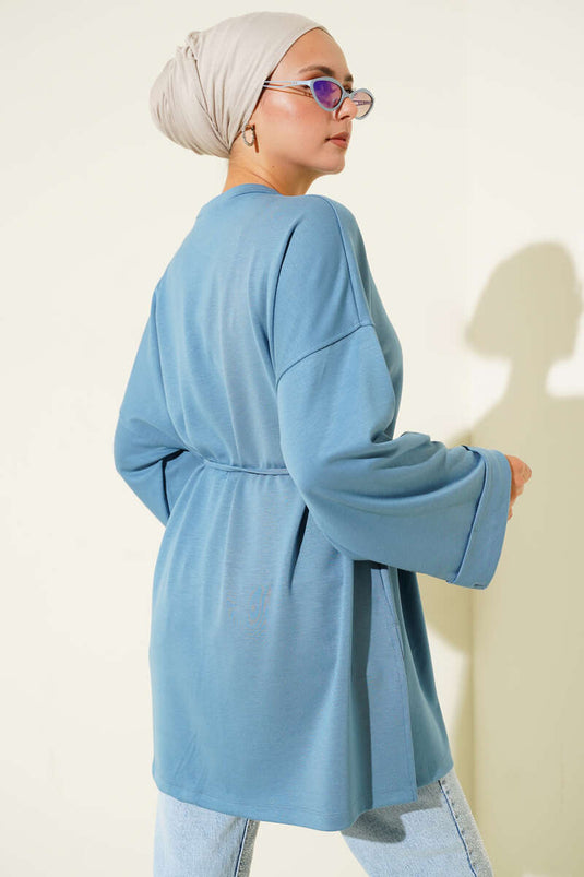 Düşük Duble Kol Tunik İndigo