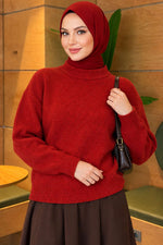 Pull En Maille Rouge À Manches Longues