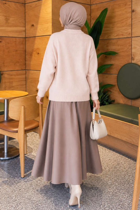 Pull En Maille Rose À Manches Longues