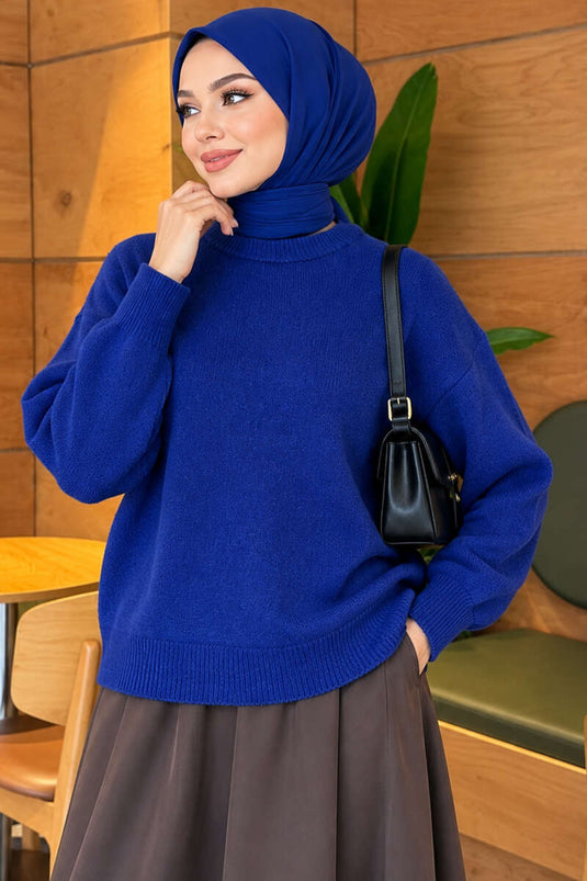 Pull En Maille Côtelée À Manches Longues Pour Femmes