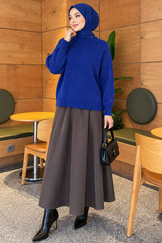 Pull En Maille Côtelée À Manches Longues Pour Femmes