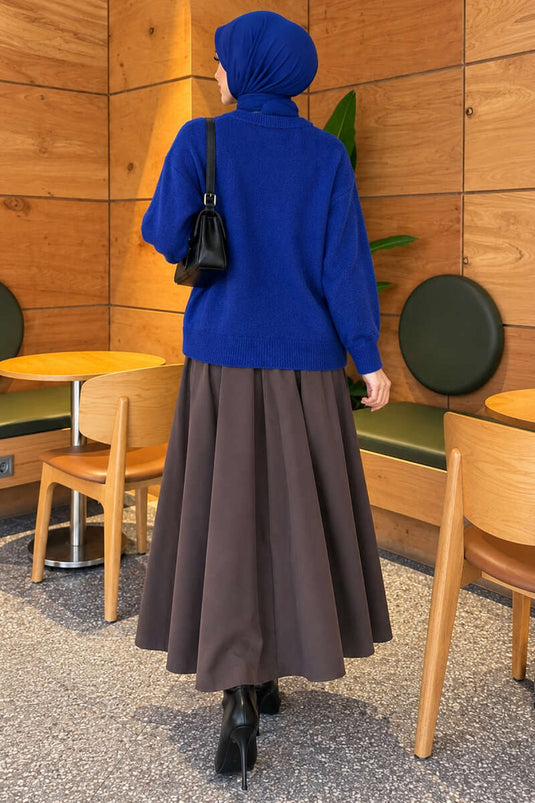 Pull En Maille Côtelée À Manches Longues Pour Femmes