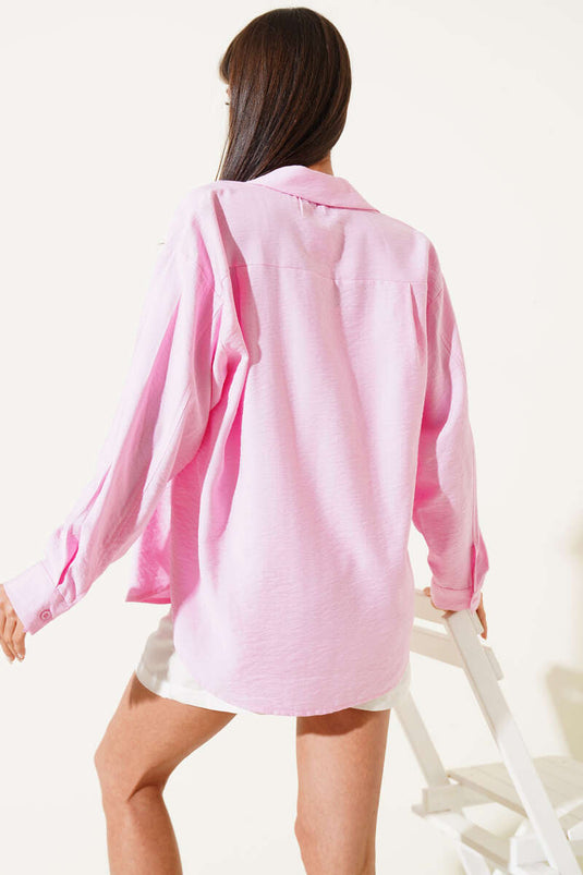 Camicia Base a Spalle Scese Rosa