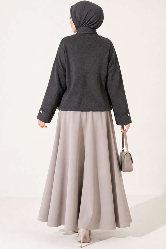 Lässiger Strickpullover Mit Off-Shoulder Rauchgrau