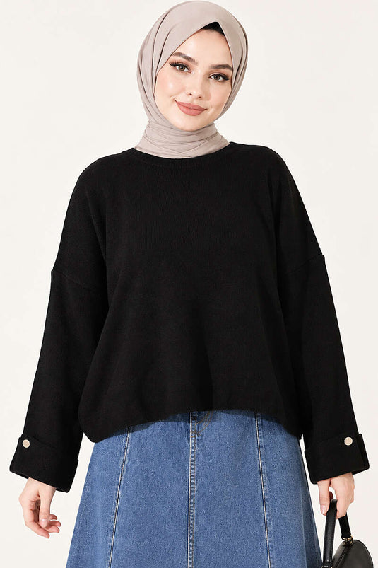 Pull Tricot Décontracté Noir À Épaules Dénudées