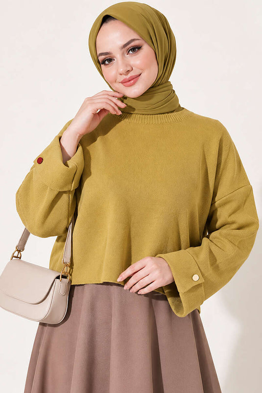 Oversized Mint Strickpullover Mit Schulterfreiem Design