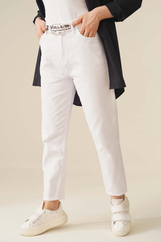 Pantalon droit Boyfriend blanc