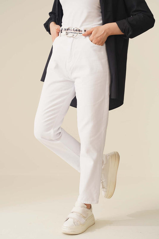 Pantalon droit Boyfriend blanc