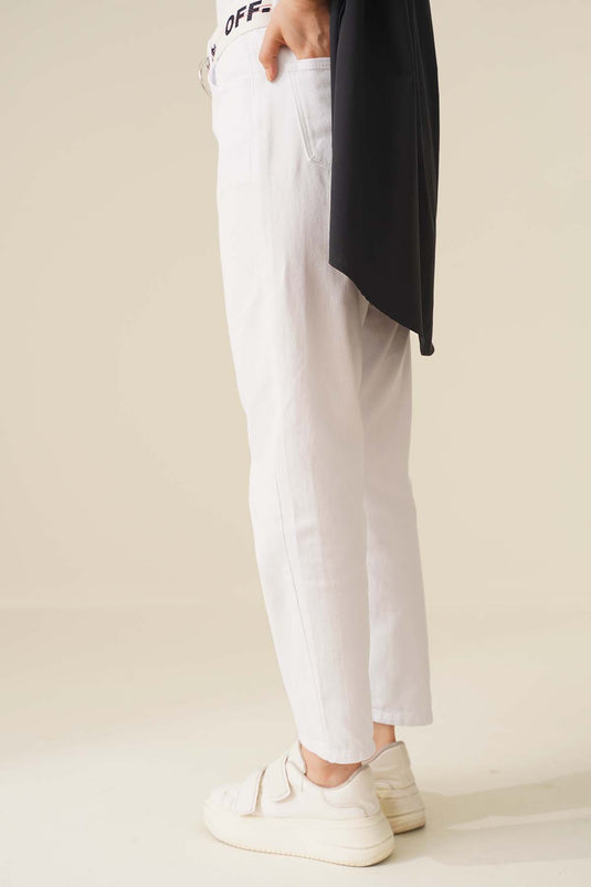 Pantalon droit Boyfriend blanc