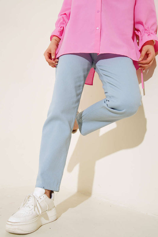 Straight Boyfriend Bondi Light Blue Pants