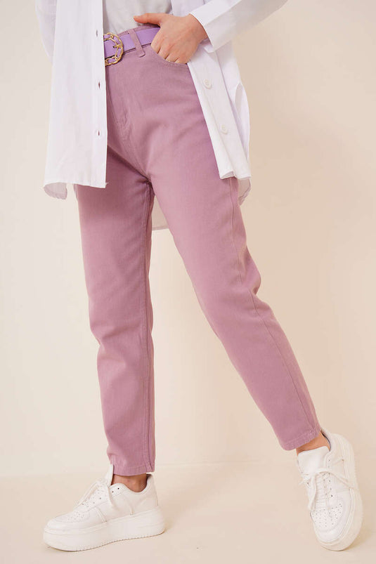 Pantalon Boyfriend uni Dusty Rose