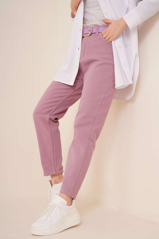 Pantalon Boyfriend uni Dusty Rose